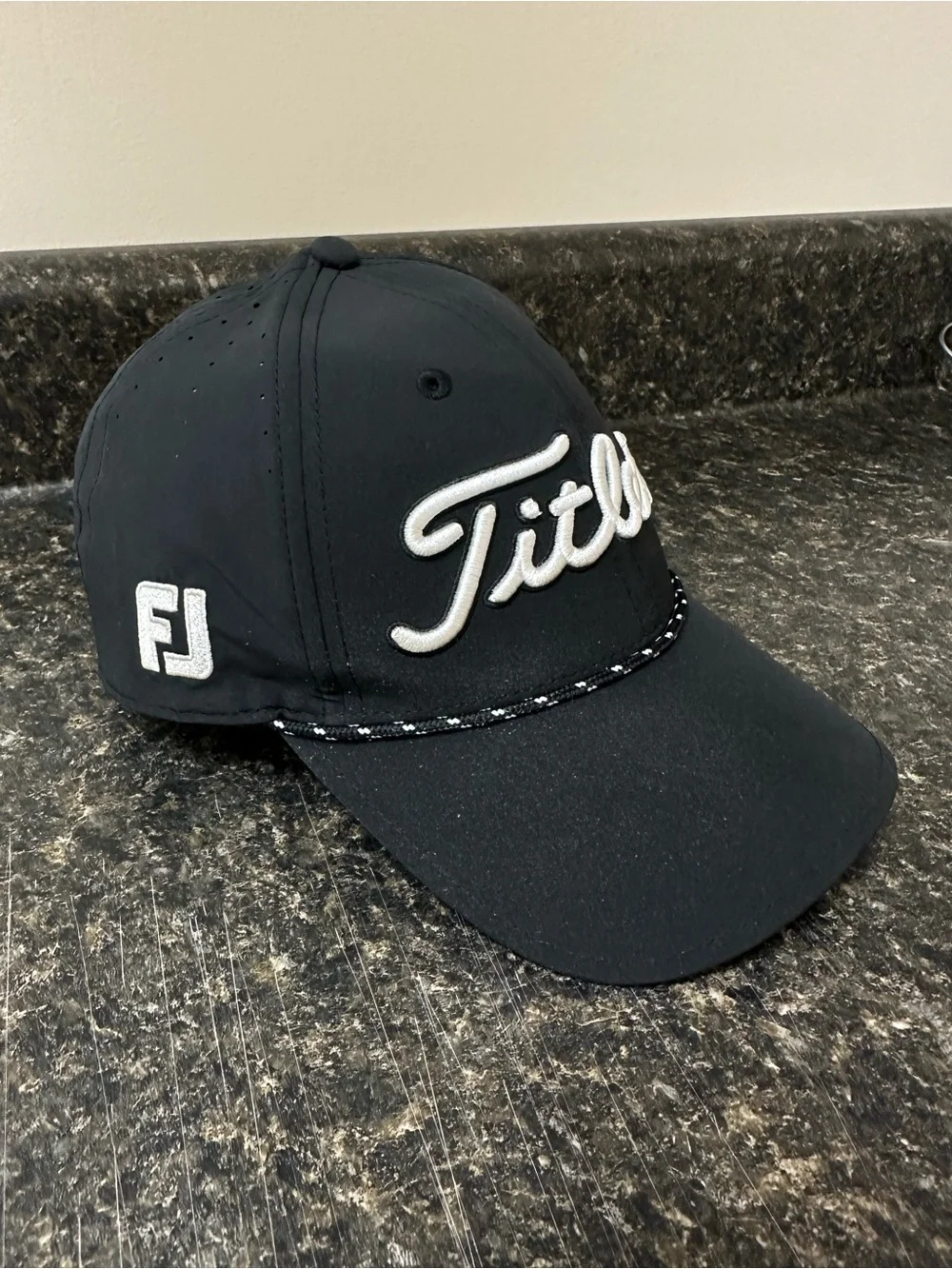 Titleist Black Hat with White Script Logo